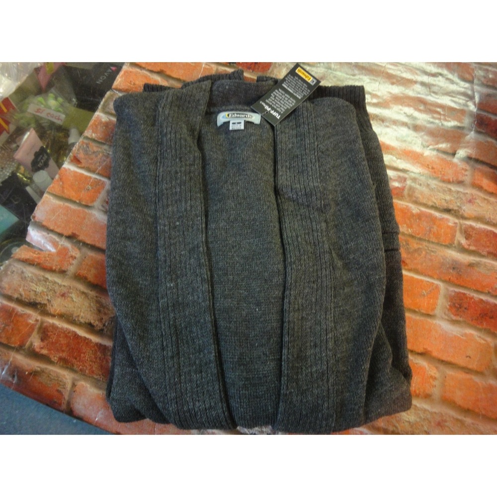 Edwards Tuff-Pil‎ plus womens L dark gray open front cardigan sweater NWT